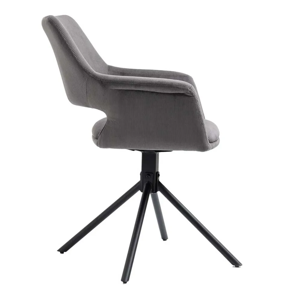 Tischsessel in Grau Cord - Marc (2er Set)