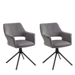 Tischsessel in Grau Cord - Marc (2er Set)