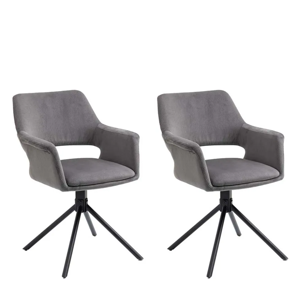 Tischsessel in Grau Cord - Marc (2er Set)