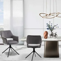 Tischsessel in Grau Cord - Marc (2er Set)