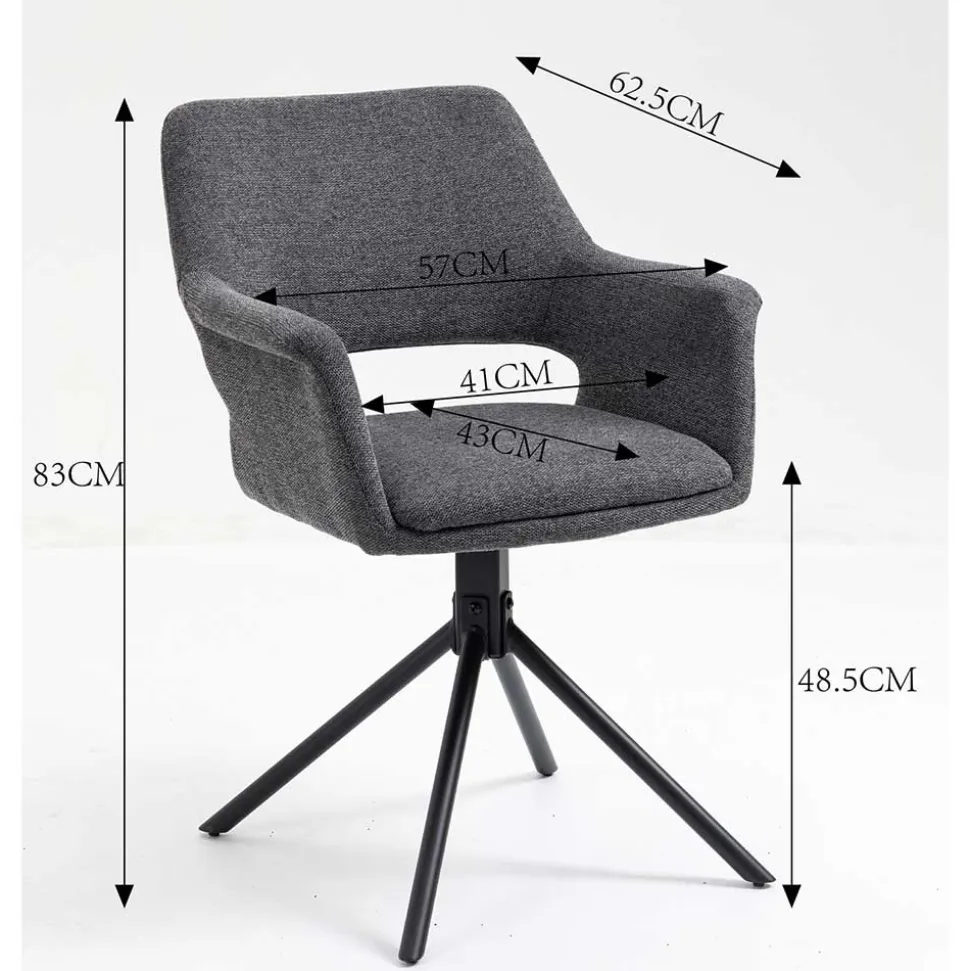 Tischsessel in Grau Cord - Marc (2er Set)