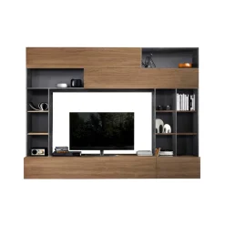 Tolle TV Wand in Nussbaum & Grau - Niels