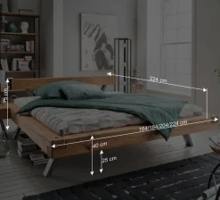 Topp Industry Doppelbett mit Wildeiche Balken - Haveling