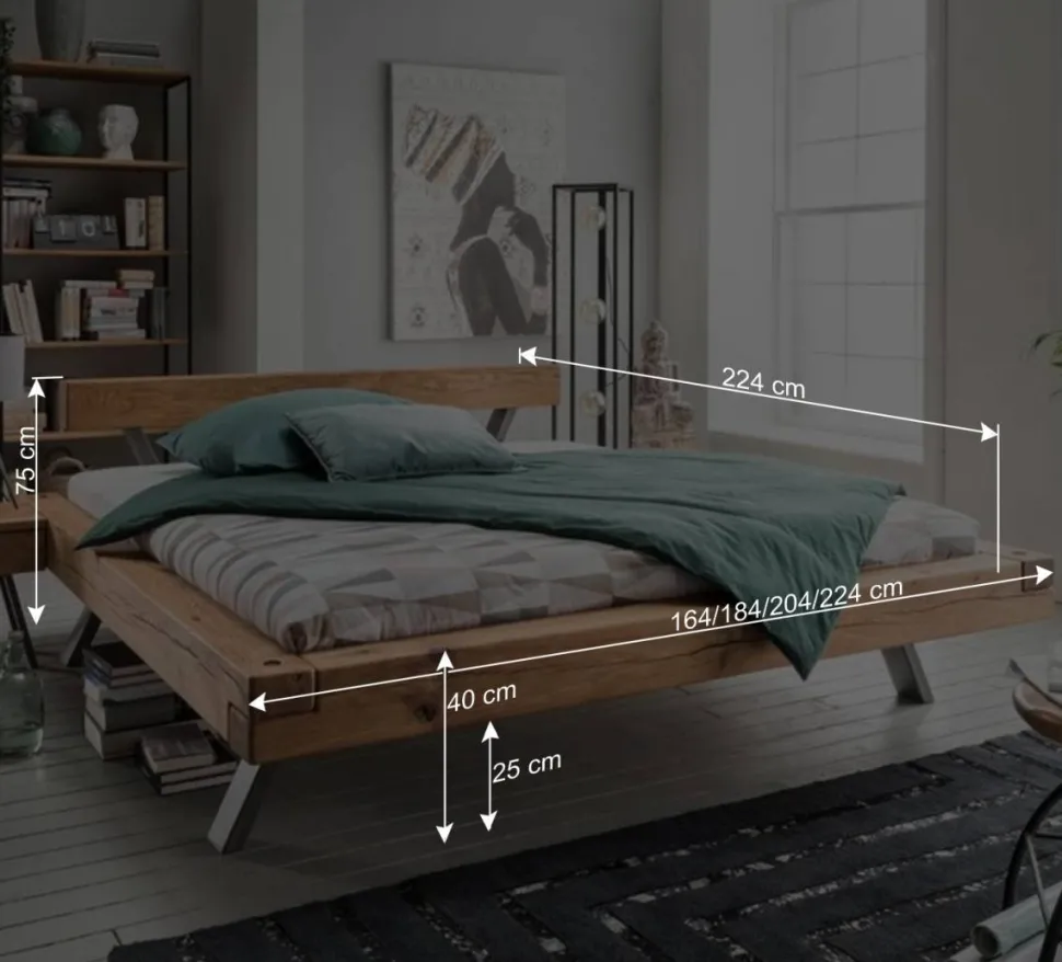 Topp Industry Doppelbett mit Wildeiche Balken - Haveling
