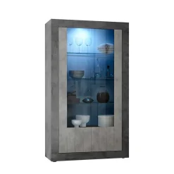 Topp Vitrine in Hellgrau & Dunkelgrau Dekor - Corsika