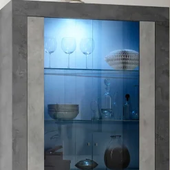 Topp Vitrine in Hellgrau & Dunkelgrau Dekor - Corsika