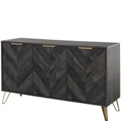 Türen-Kommode in Holzoptik Black Wash - Salivi V