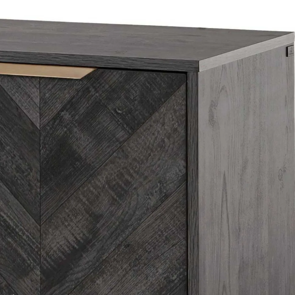 Türen-Kommode in Holzoptik Black Wash - Salivi V