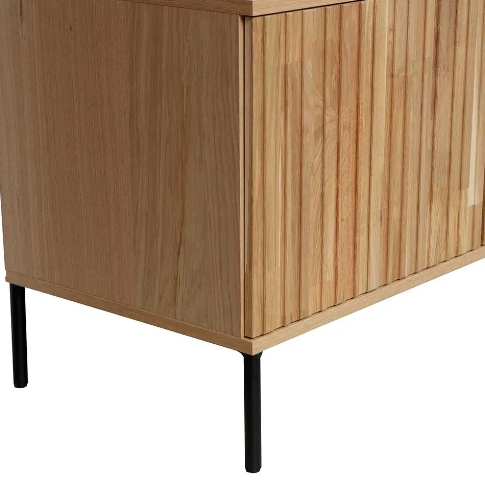 Türen-Sideboard in Eiche & Schwarz - Banyo