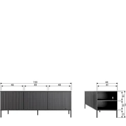 Türen-Sideboard in Eiche & Schwarz - Banyo