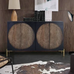 4-türige Design Kommode mit Mandala Schnitzerei - Synessa