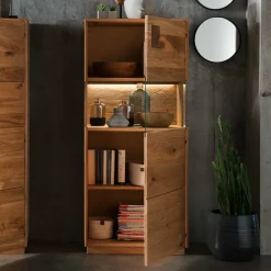 1-türige Highboard Vitrine aus Wildeiche - Millena