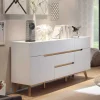 2-türige Retro Kommode mit 5 Schubladen Flacon in Weiß