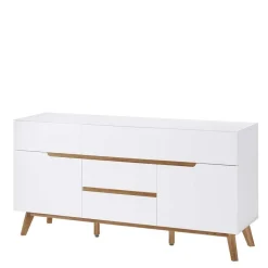 2-türige Retro Kommode mit 5 Schubladen Flacon in Weiß