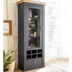 1-türige Vitrine mit Flaschenfächern & Schublade - Lionel
