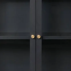 2-türige Vitrinen-Kommode in Schwarz mit Gold - Marissa