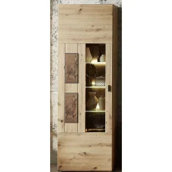 1-türige Wohnzimmervitrine in Wildeiche Holzoptik - Iniaco