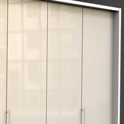 3-türiger Falttüren Kleiderschrank in Creme - Zidarie