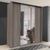 2-türiger Holz Look Kleiderschrank mit Spiegel - Crenba
