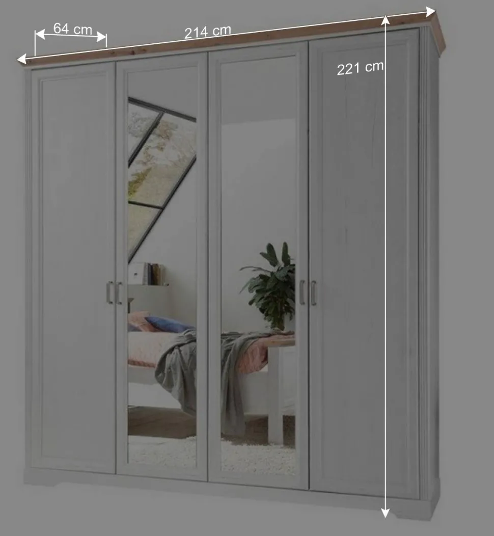 4-türiger Kleiderschrank im Modern Country Style - Maggio