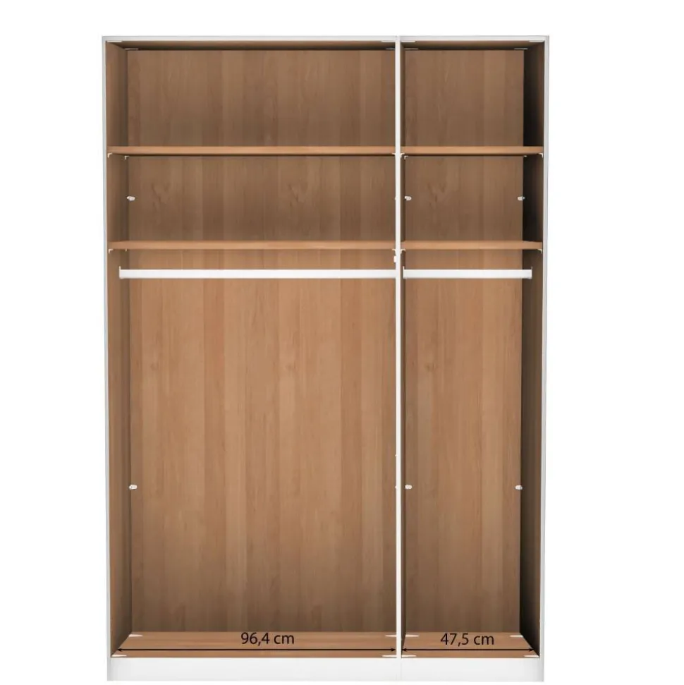 3-türiger Kleiderschrank in Erle teilmassiv - Hung
