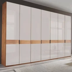 7-türiger Kleiderschrank in Weiß Glas - Dilacco