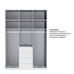 3-türiger Kleiderschrank in Weiß Glasfront - Rocca