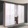 3-türiger Kleiderschrank mit Spiegel & Weißglas - Empresian