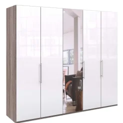 3-türiger Kleiderschrank mit Spiegel & Weißglas - Empresian