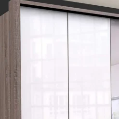 3-türiger Kleiderschrank mit Spiegel & Weißglas - Empresian