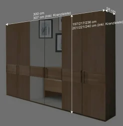 6-türiger Kleiderschrank mit 2 Spiegeln - Emdsiva III