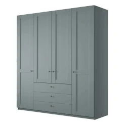 4-türiger Kombi-Kleiderschrank in Graugrün - Rajavo