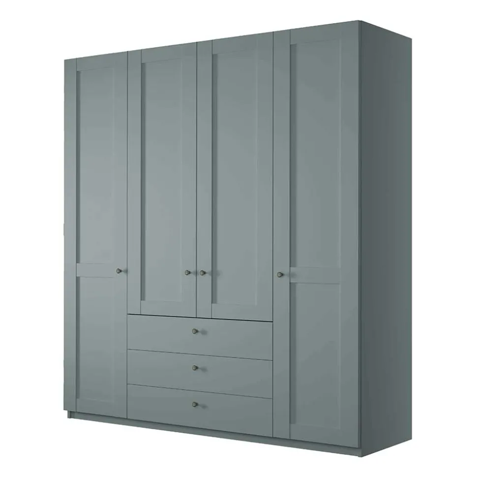 4-türiger Kombi-Kleiderschrank in Graugrün - Rajavo