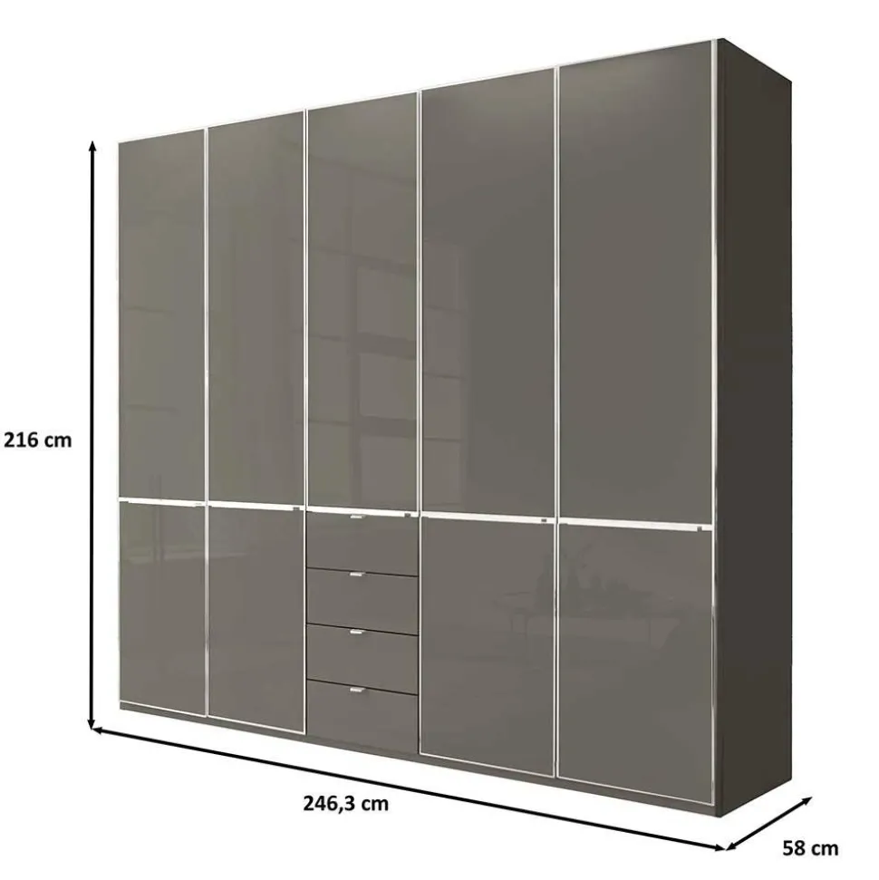 5-türiger Kombi-Kleiderschrank 247 cm breit - Madita