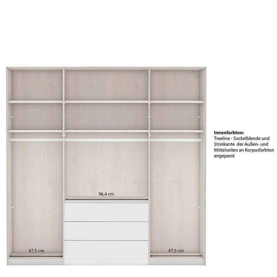 4-türiger Kombi-Schlafzimmerschrank in Dunkelgrau - Mataram