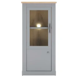 2-türiger Landhaus Vitrinenschrank in Lichtgrau - Buleta