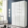 3-türiger Schlafzimmerschrank in Weiß Glasfront - Rocca