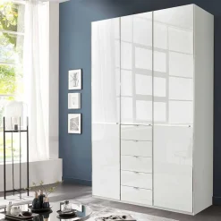 3-türiger Schlafzimmerschrank in Weiß Glasfront - Rocca