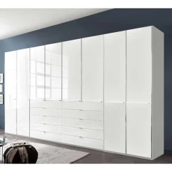 8-türiger Schlafzimmerschrank in Weiß Glasfront - Rocca