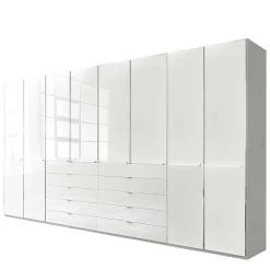 8-türiger Schlafzimmerschrank in Weiß Glasfront - Rocca