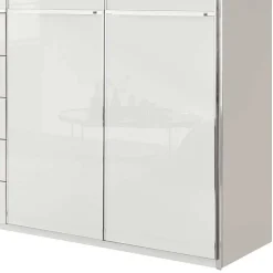 8-türiger Schlafzimmerschrank in Weiß Glasfront - Rocca