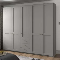5-türiger Schlafzimmer-Schrank in Hellgrau - Ridonna