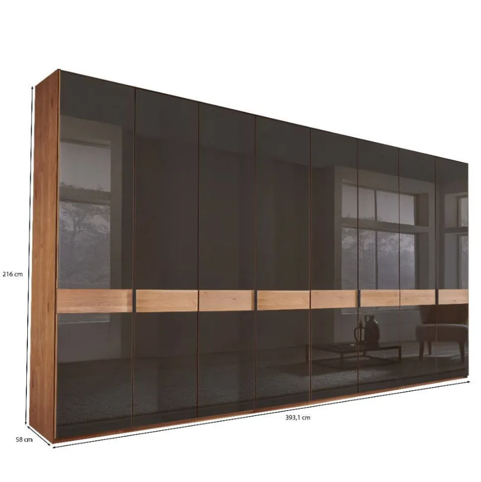 8-türiger Schlafzimmerschrank mit Glasfront - Hung