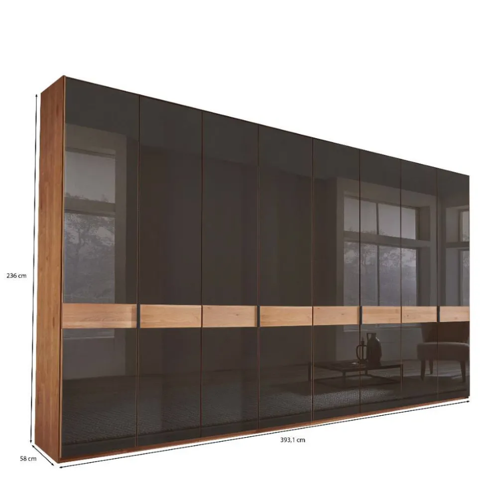 8-türiger Schlafzimmerschrank mit Glasfront - Hung