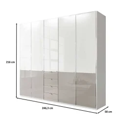5-türiger Schlafzimmer-Schrank 247 cm breit - Pascan