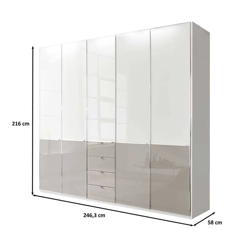 5-türiger Schlafzimmer-Schrank 247 cm breit - Pascan