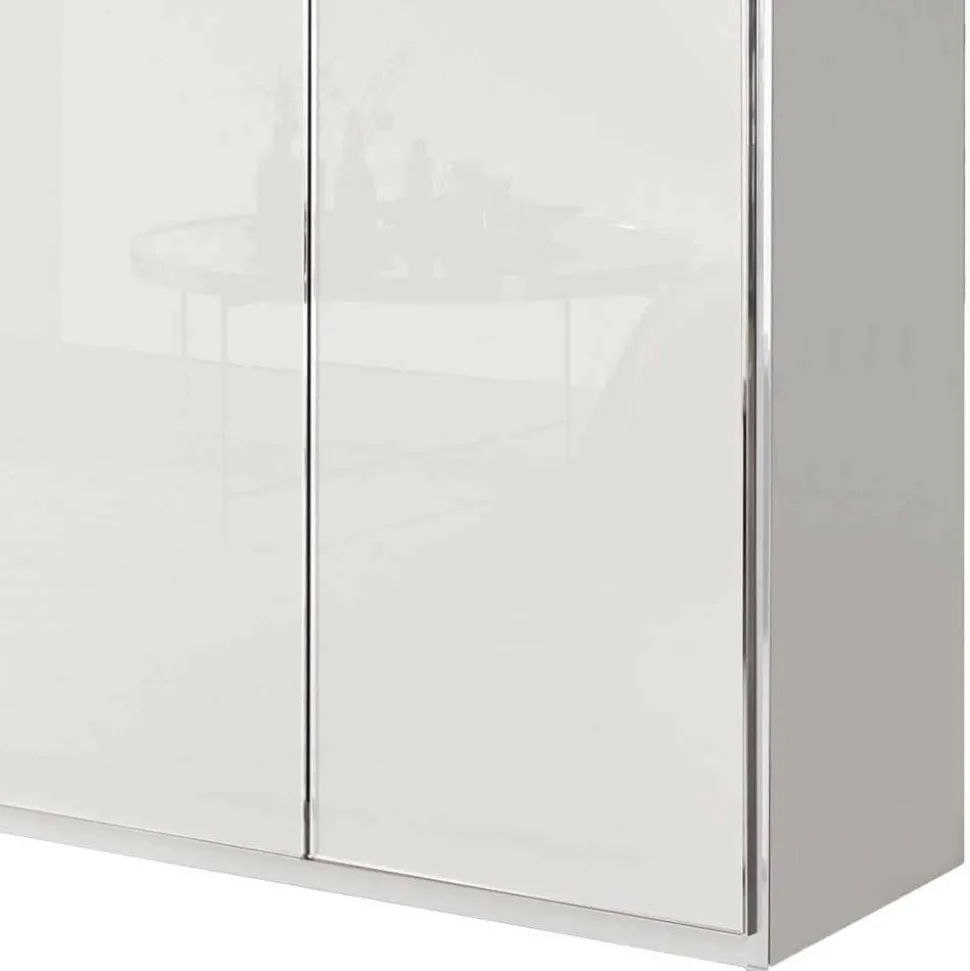 5-türiger Schlafzimmerschrank in Weiß Glasfront - Rocca