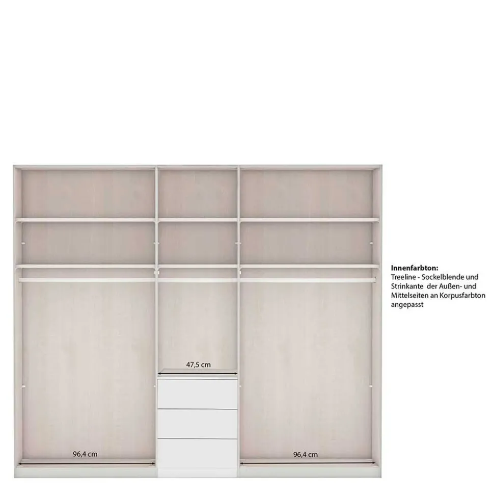 5-türiger Schlafzimmerschrank in Graugrün - Rajavo