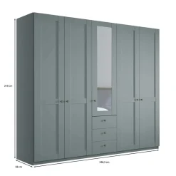 5-türiger Schlafzimmerschrank in Graugrün - Rajavo