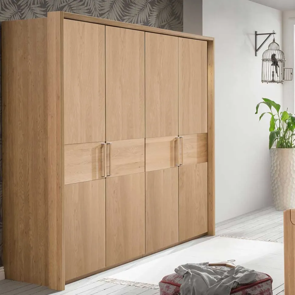 4-türiger Schrank fürs Schlafzimmer in Eichefarben - Emdsiva